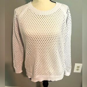 French Kiss White Mesh Women's Sweater-NEW!